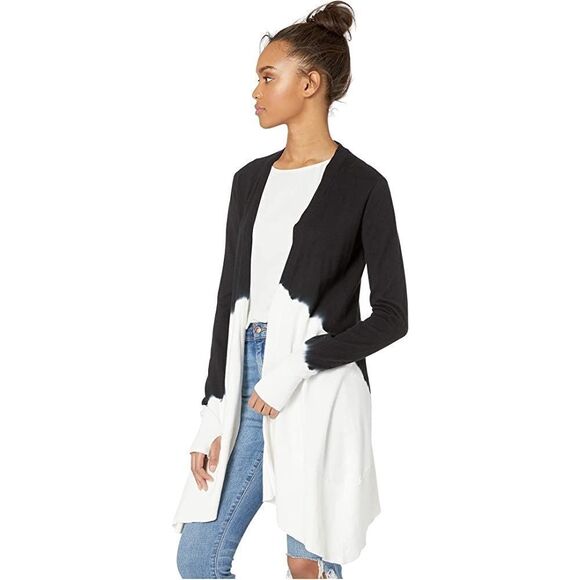 Blanc Noir Dip-Dye Long Cardigan - Black and White size S NWT - Picture 3 of 6